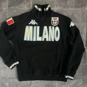 Men's Vintage Y2K Kappa Milano Italy Spell Out 1/4 Zip Pullover Sweatshirt Sz L